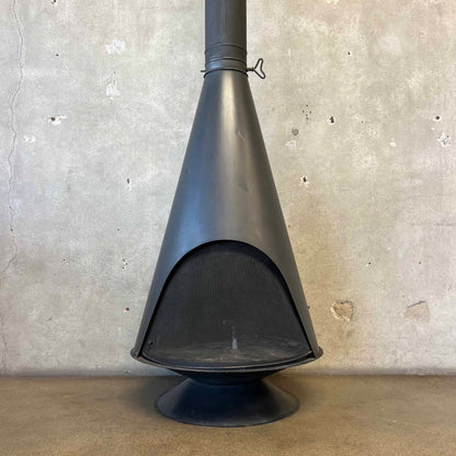 Vintage Mid Century Modern Conical Shaped Majestic Matte Black Fireplace
