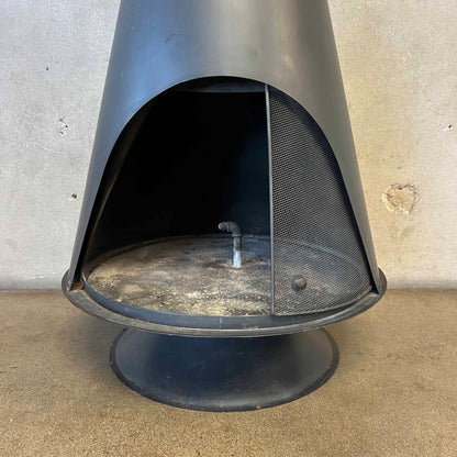 Vintage Mid Century Modern Conical Shaped Majestic Matte Black Fireplace
