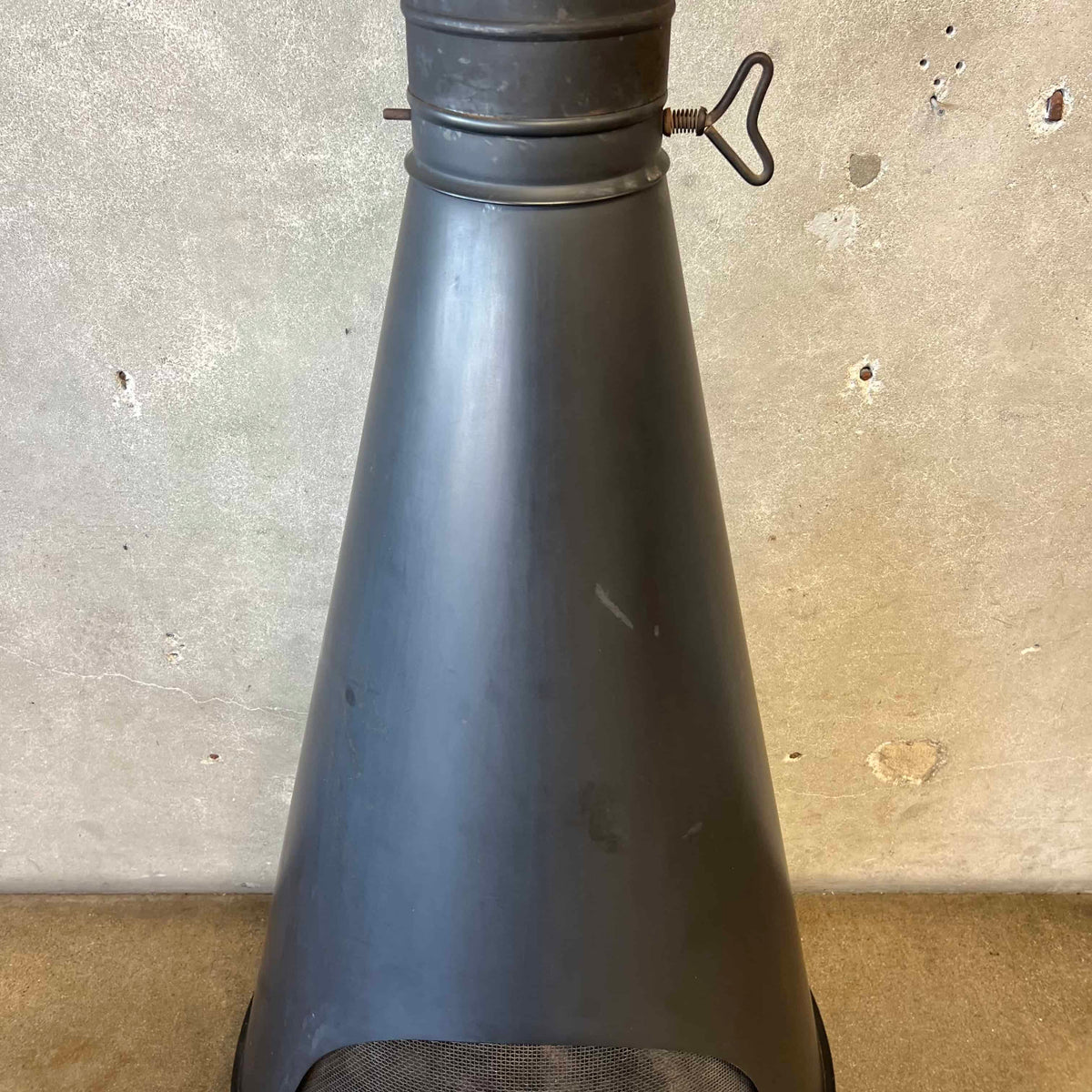 Vintage Mid Century Modern Conical Shaped Majestic Matte Black Fireplace