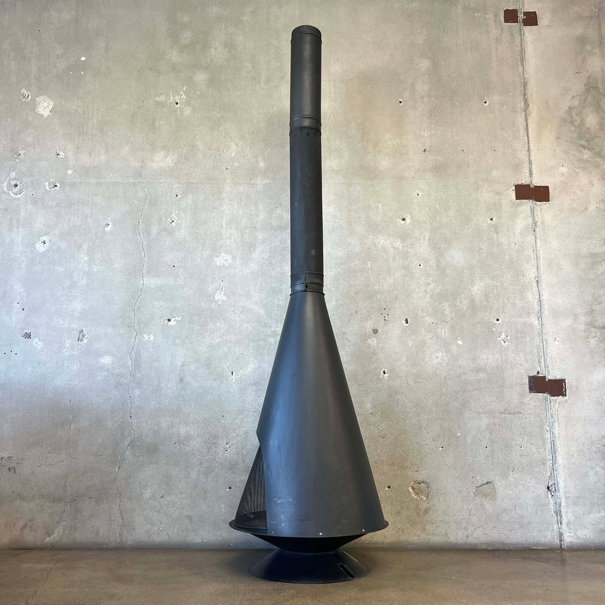 Vintage Mid Century Modern Conical Shaped Majestic Matte Black Fireplace