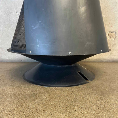 Vintage Mid Century Modern Conical Shaped Majestic Matte Black Fireplace