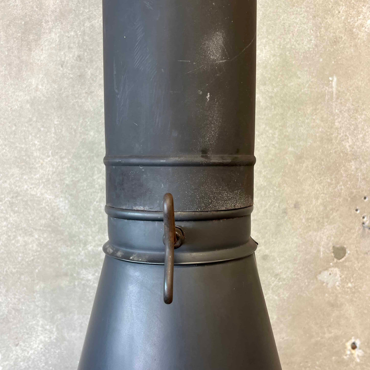 Vintage Mid Century Modern Conical Shaped Majestic Matte Black Fireplace