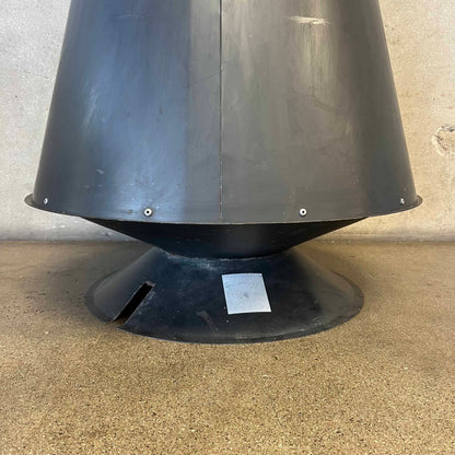 Vintage Mid Century Modern Conical Shaped Majestic Matte Black Fireplace