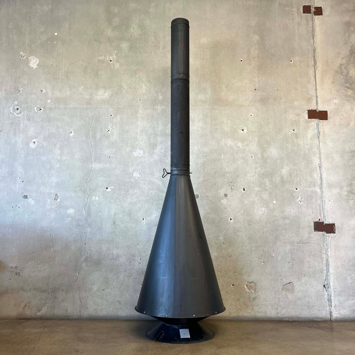 Vintage Mid Century Modern Conical Shaped Majestic Matte Black Fireplace