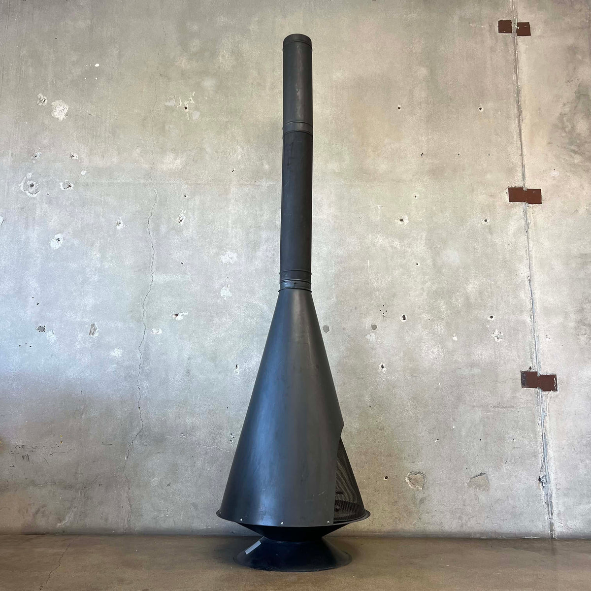 Vintage Mid Century Modern Conical Shaped Majestic Matte Black Fireplace