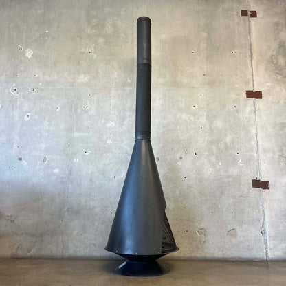 Vintage Mid Century Modern Conical Shaped Majestic Matte Black Fireplace