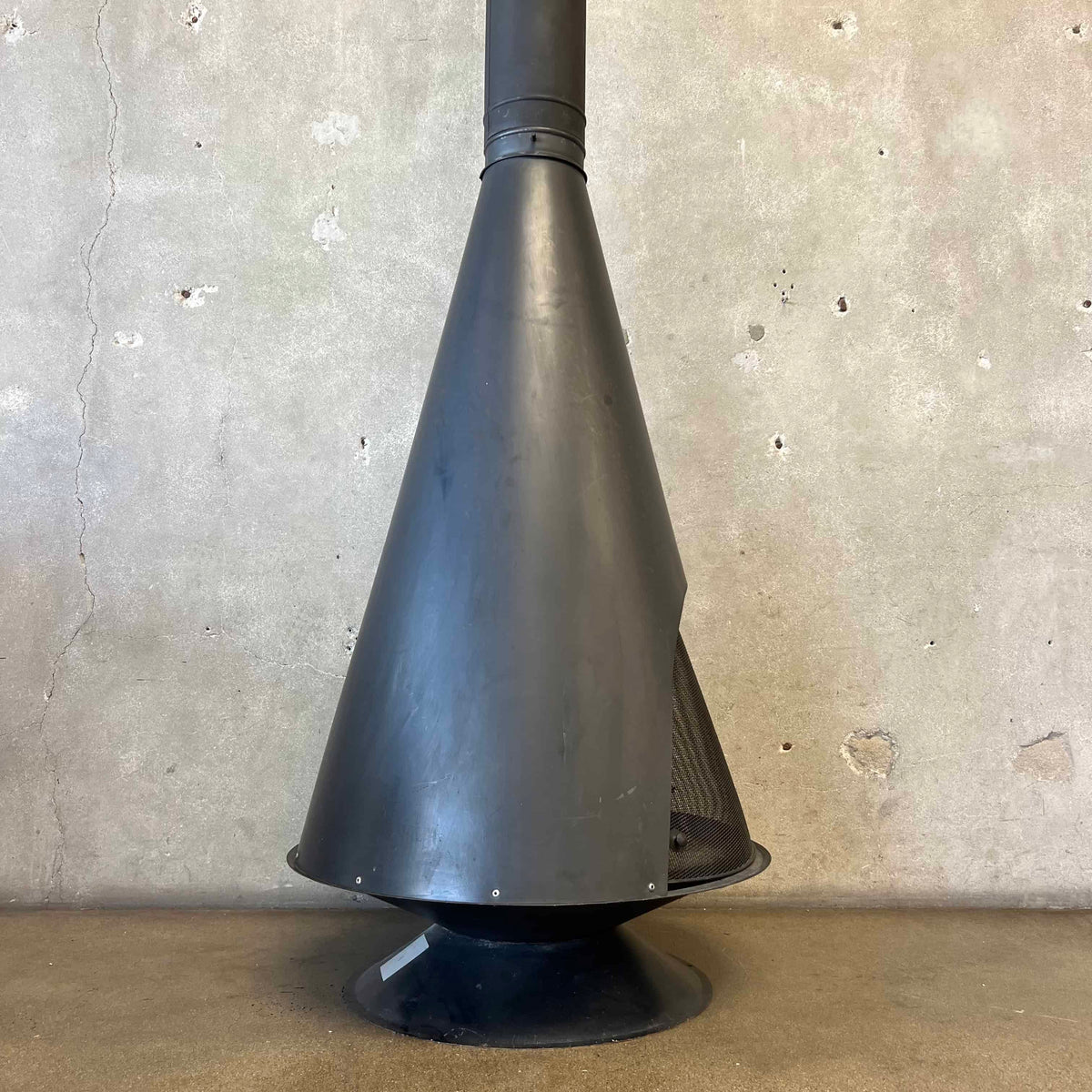 Vintage Mid Century Modern Conical Shaped Majestic Matte Black Fireplace