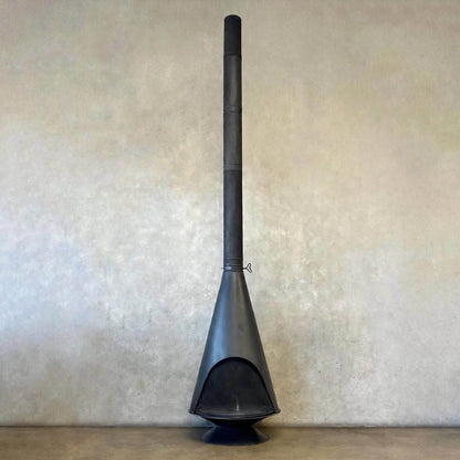 Vintage Mid Century Modern Conical Shaped Majestic Matte Black Fireplace