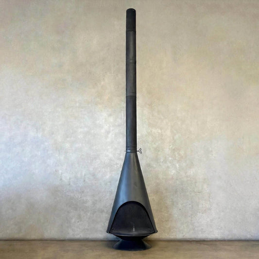 Vintage Mid Century Modern Conical Shaped Majestic Matte Black Fireplace