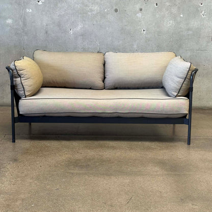 Two Seater Sleep Sofa With Metal Frame By Hay Can 2.0 Olive Green & Gray