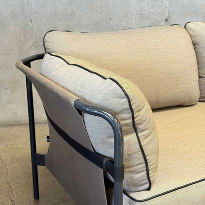 Two Seater Sleep Sofa With Metal Frame By Hay Can 2.0 Olive Green & Gray