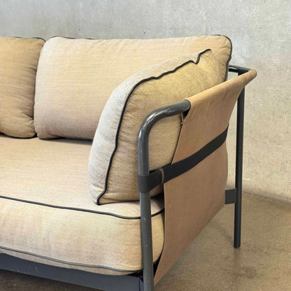 Two Seater Sleep Sofa With Metal Frame By Hay Can 2.0 Olive Green & Gray