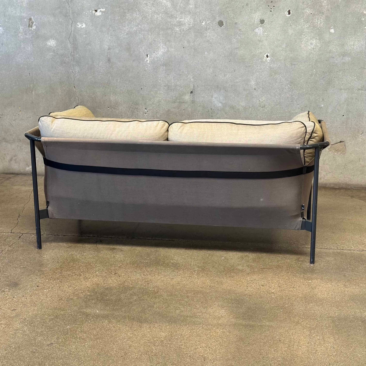 Two Seater Sleep Sofa With Metal Frame By Hay Can 2.0 Olive Green & Gray