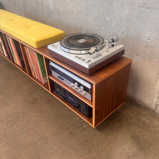 Walnut Vinyl Storage Console - Hand Built by Pete Deeble Furniture
