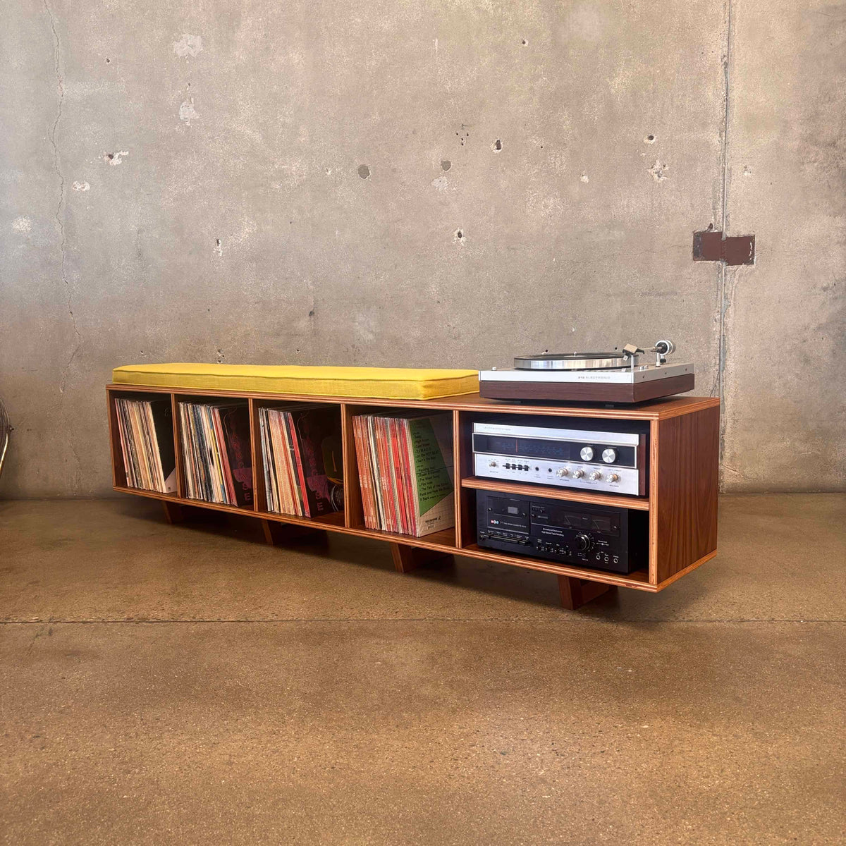 Walnut Vinyl Storage Console - Hand Built by Pete Deeble Furniture