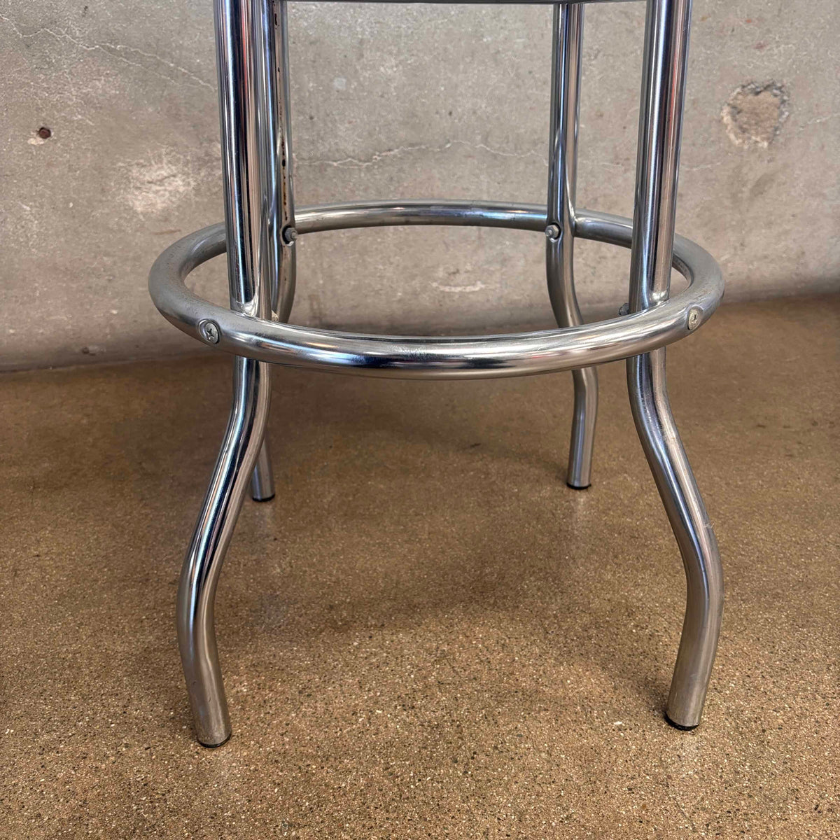 Barstool Black Vinyl Chrome Base Deco Style Swivel Seat #1