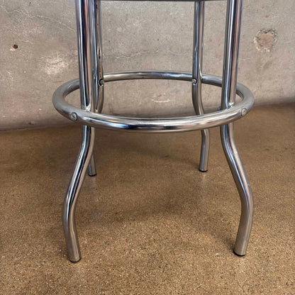 Barstool Black Vinyl Chrome Base Deco Style Swivel Seat #1