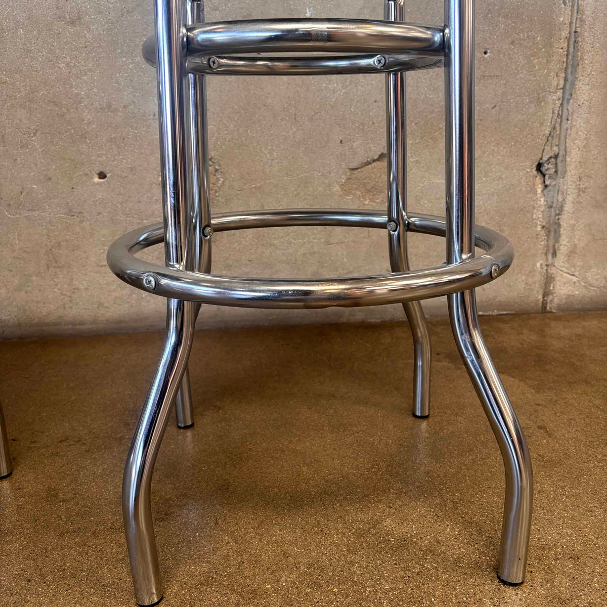 Barstool Black Vinyl Chrome Base Deco Style Swivel Seat #3