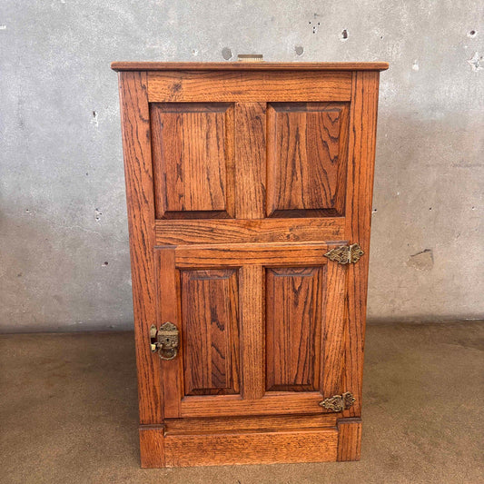 Vintage White Clad Style Oak Ice Box (Great Storage)