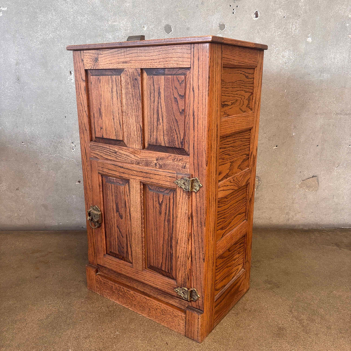 Vintage White Clad Style Oak Ice Box (Great Storage)