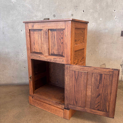 Vintage White Clad Style Oak Ice Box (Great Storage)