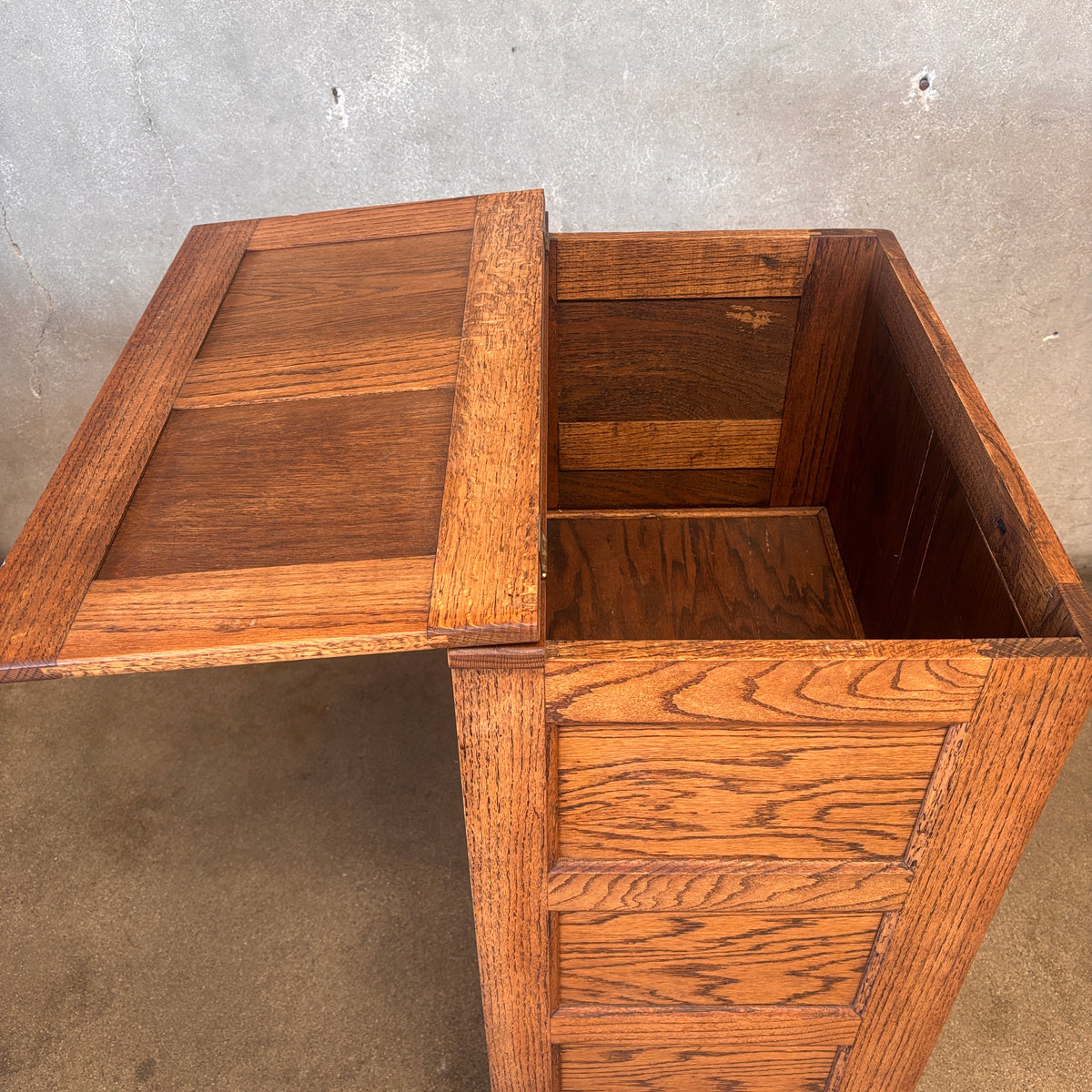 Vintage White Clad Style Oak Ice Box (Great Storage)