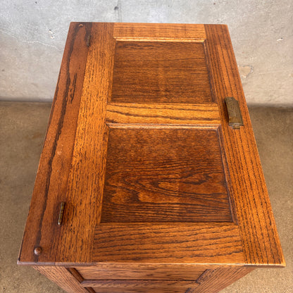 Vintage White Clad Style Oak Ice Box (Great Storage)
