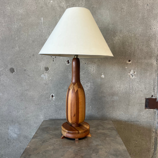 1970's Mixed Wood Lamp