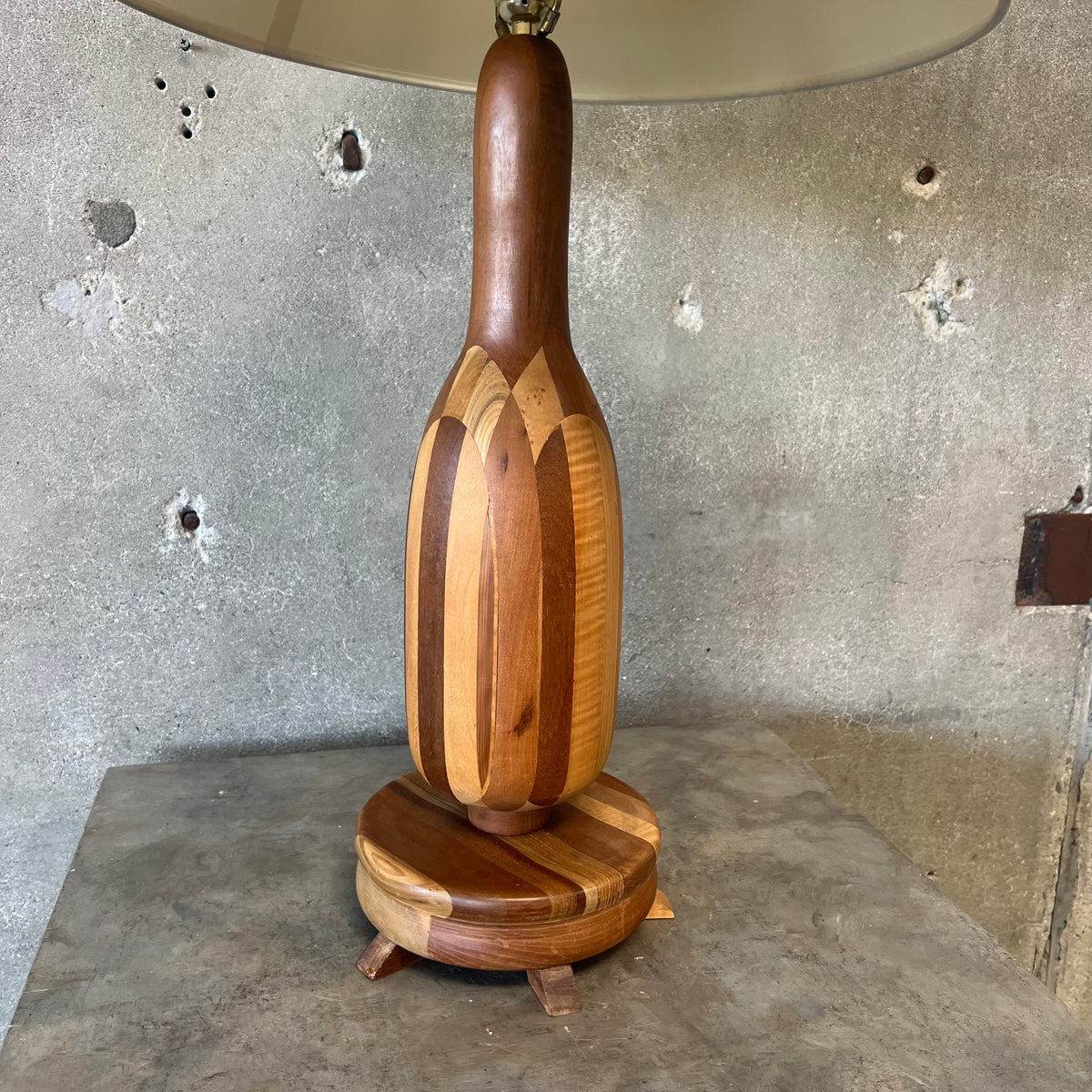 1970's Mixed Wood Lamp