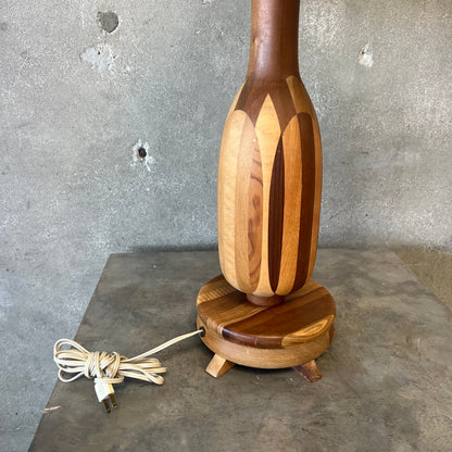 1970's Mixed Wood Lamp