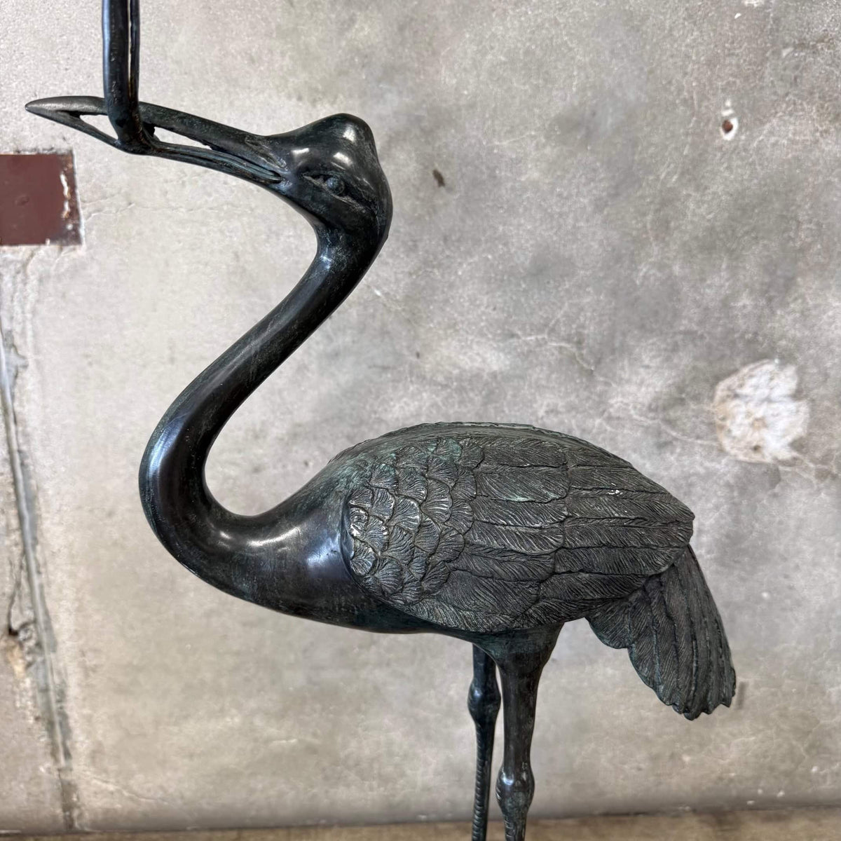 Vintage Crane on Turtle Floor Lamp Pair