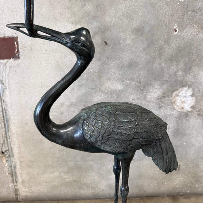 Vintage Crane on Turtle Floor Lamp Pair