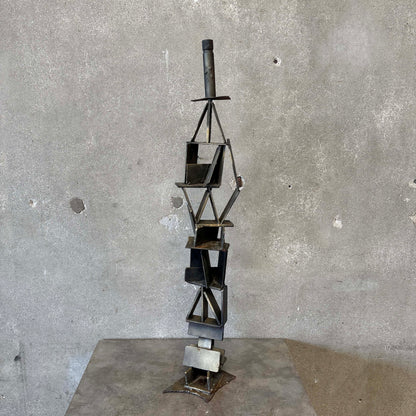 Vintage Abstract Brutalist Metal Sculpture