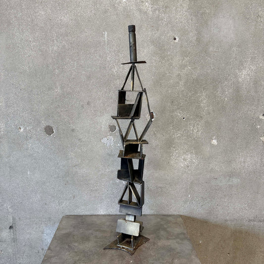 Vintage Abstract Brutalist Metal Sculpture