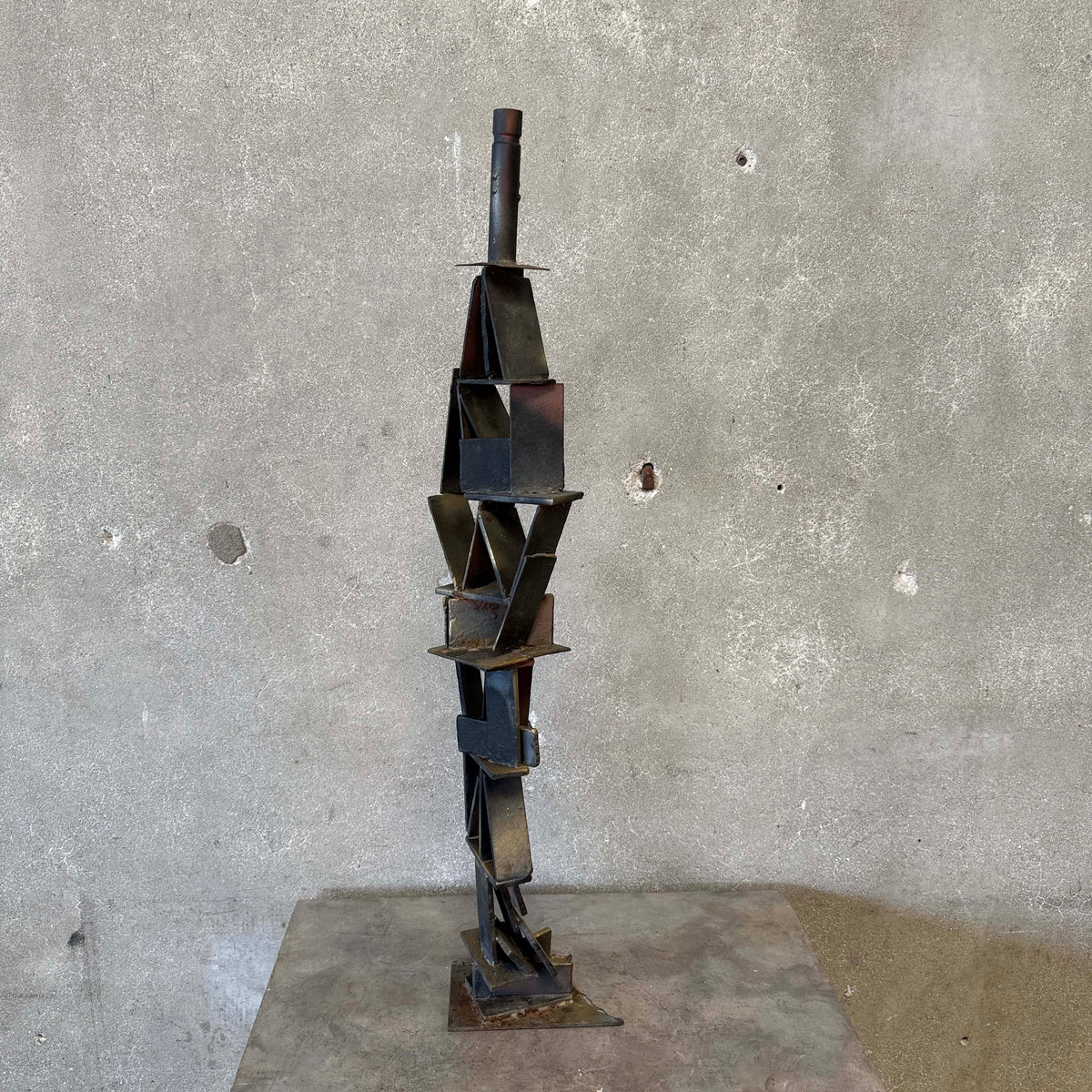 Vintage Abstract Brutalist Metal Sculpture