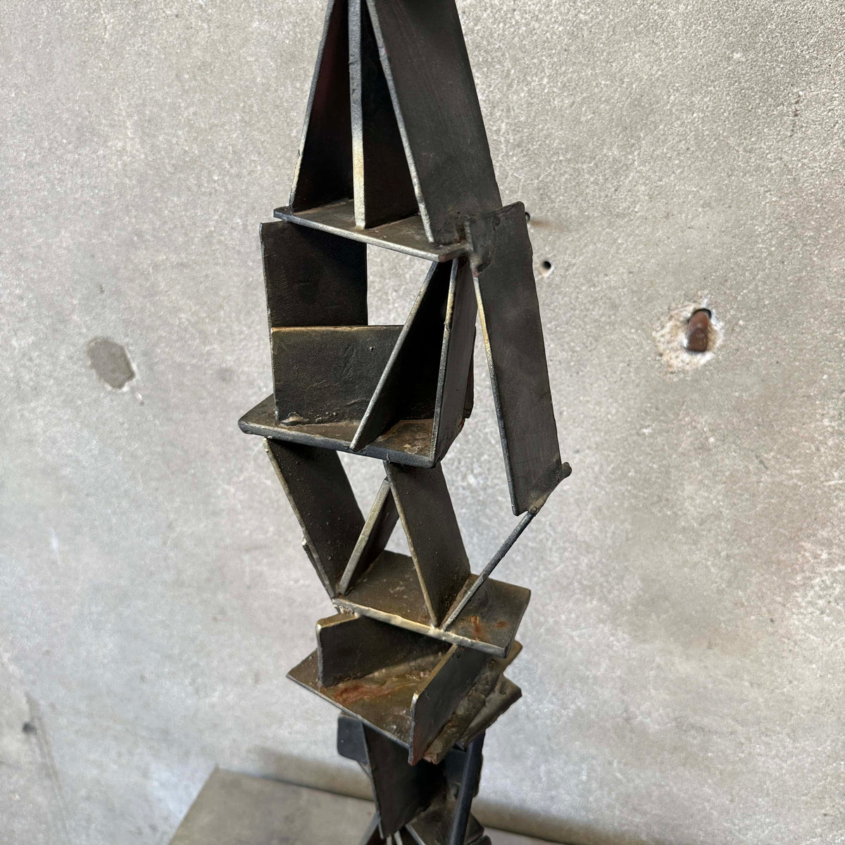Vintage Abstract Brutalist Metal Sculpture