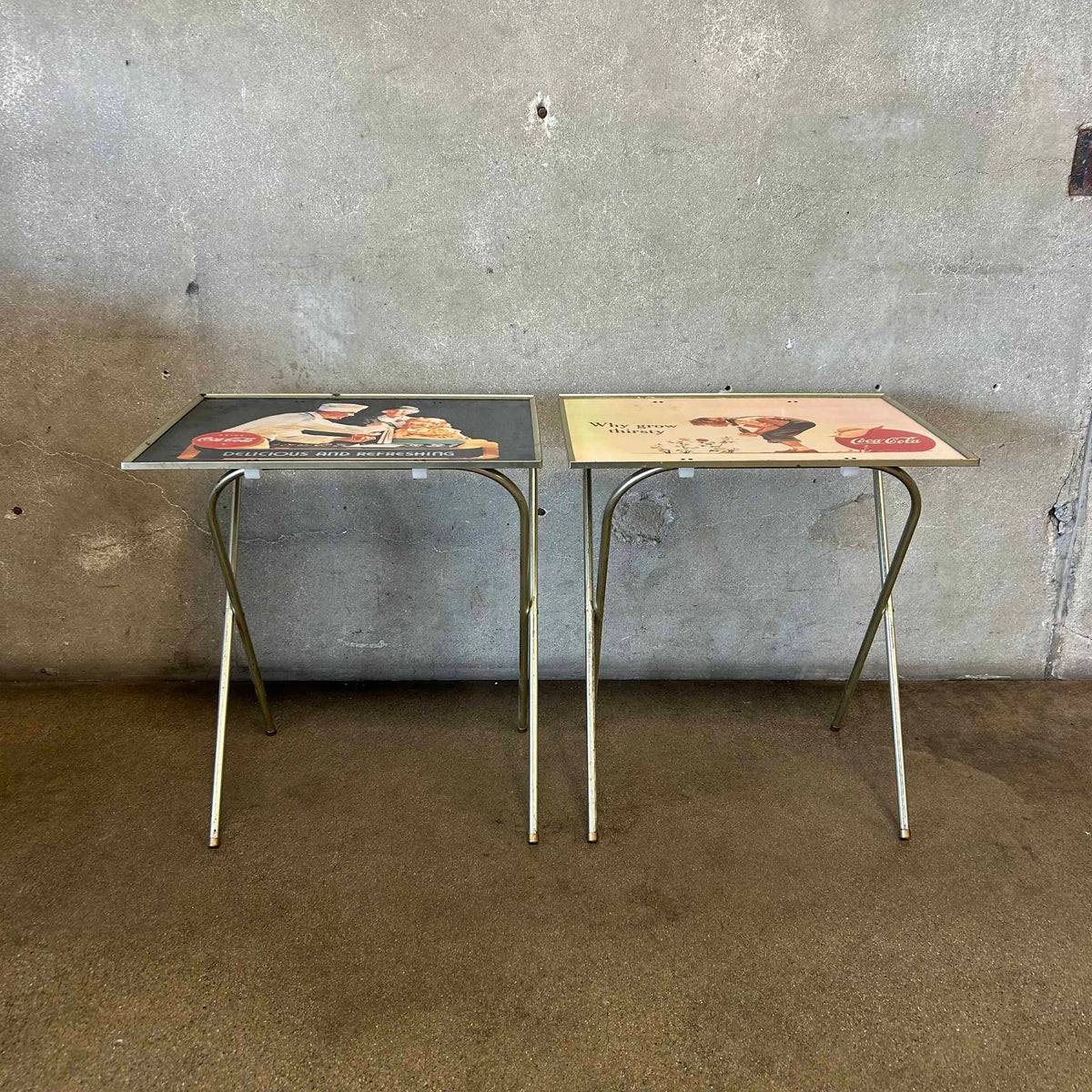 Pair of Mid Century Modern Folding Coca Cola Tray Tables