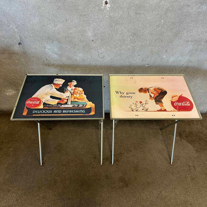 Pair of Mid Century Modern Folding Coca Cola Tray Tables