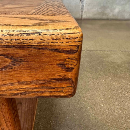 Vintage Solid Oak Parquet Coffee Table