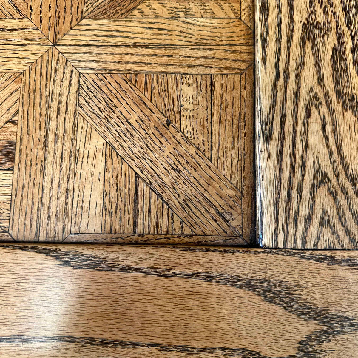 Vintage Solid Oak Parquet Coffee Table