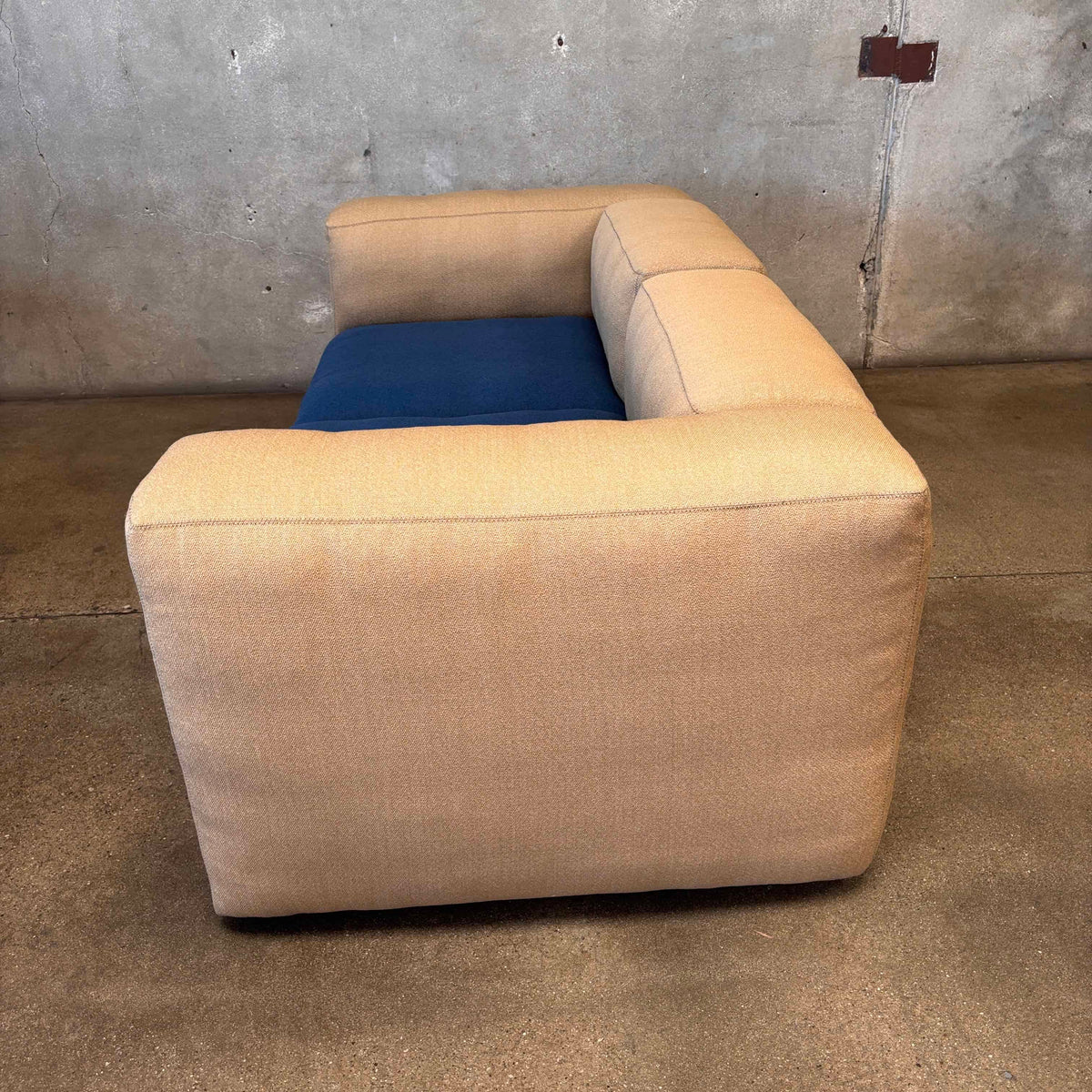New Hay Mags Loveseat Sofa Two tone Beige/Blue Wool Fabric