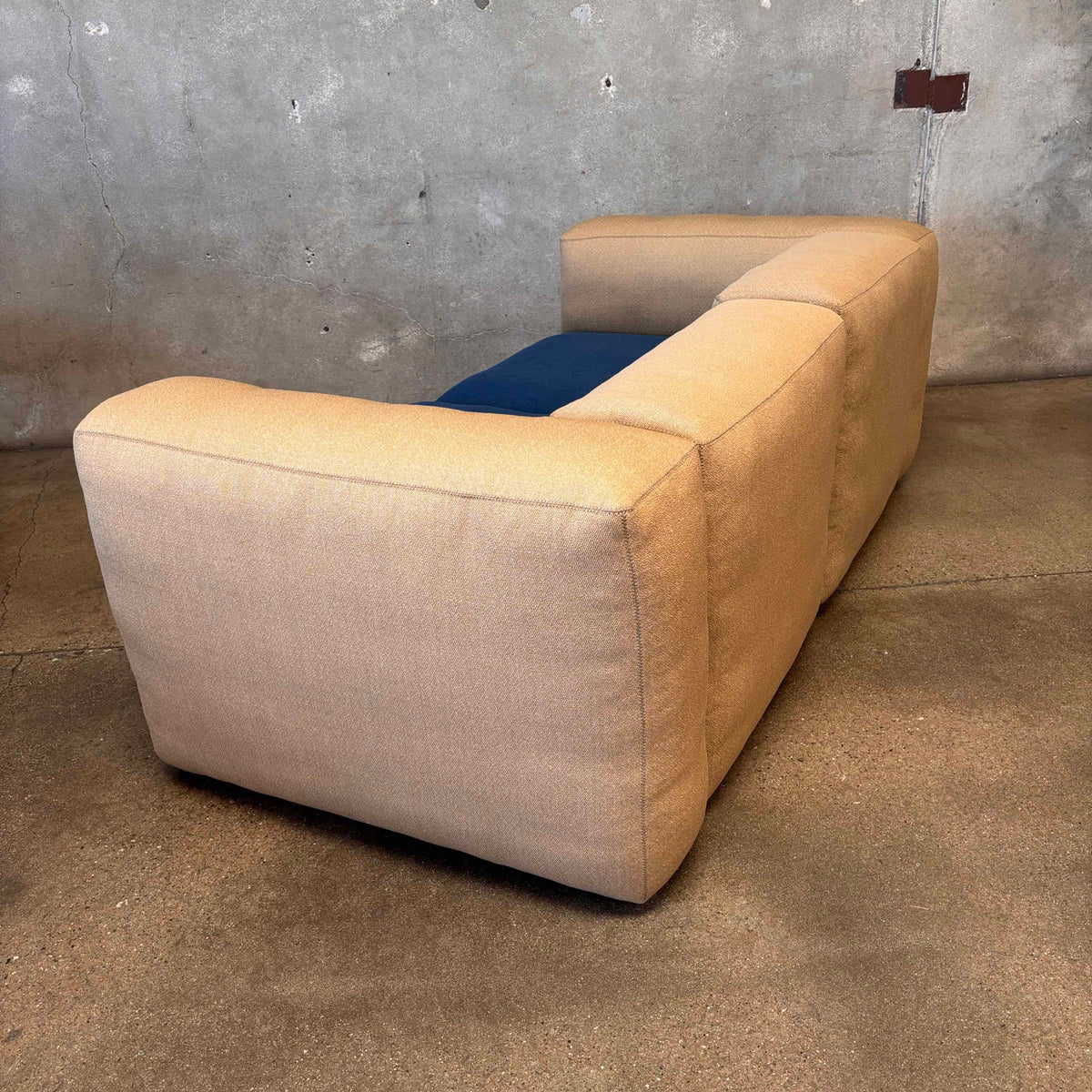 New Hay Mags Loveseat Sofa Two tone Beige/Blue Wool Fabric