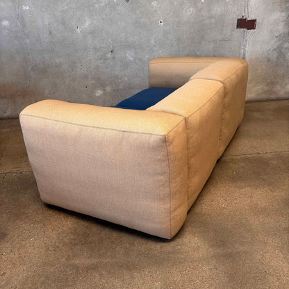 New Hay Mags Loveseat Sofa Two tone Beige/Blue Wool Fabric