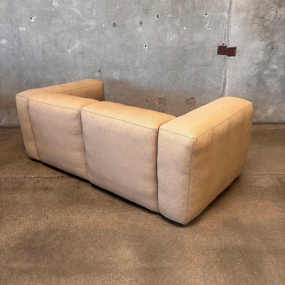 New Hay Mags Loveseat Sofa Two tone Beige/Blue Wool Fabric