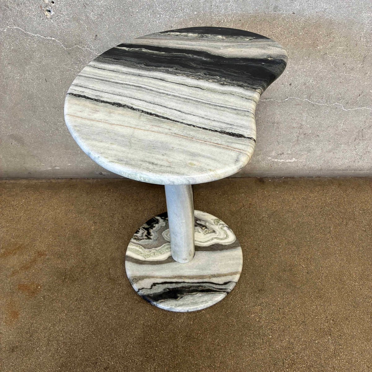 Marble Side/ Cocktail Table With Boomerang Shape Top