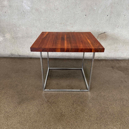 Milo Baughman Walnut Table w/ Chrome Base