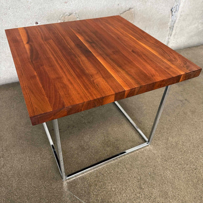 Milo Baughman Walnut Table w/ Chrome Base