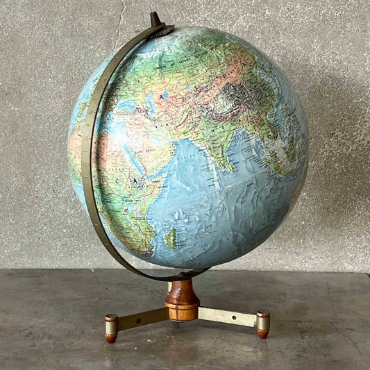Mid Century Modern Replogle Stereo Relief 12" World Globe