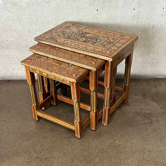 Set of 3 Inlaid Nesting Tables