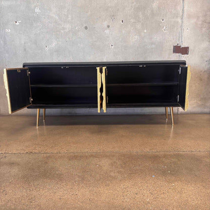Jonathan Adler Reform 72" Oak & Brass Credenza Sideboard in Ebonized Finish